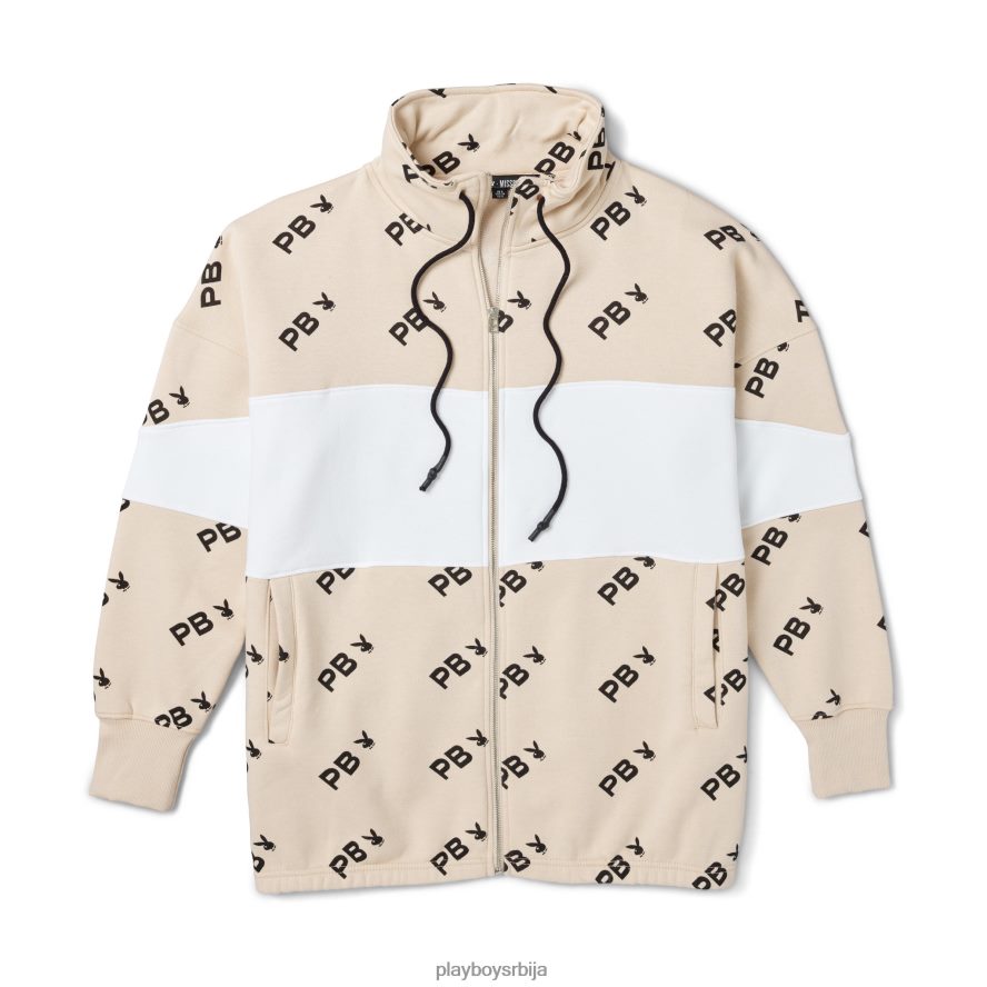 одећу Playboy Дуксерица са рајсфершлусом у боји у боји камен Жене 2F84PF1127