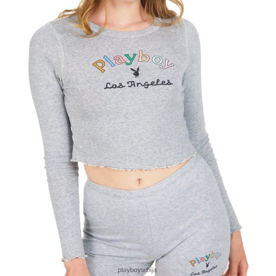 одећу Playboy горњи део дугих рукава на јарболу вријесак сиви Жене 2F84PF1004