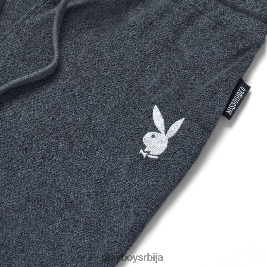 одећу Playboy лоунге превелика кошуља и кратки комплет сива Жене 2F84PF947