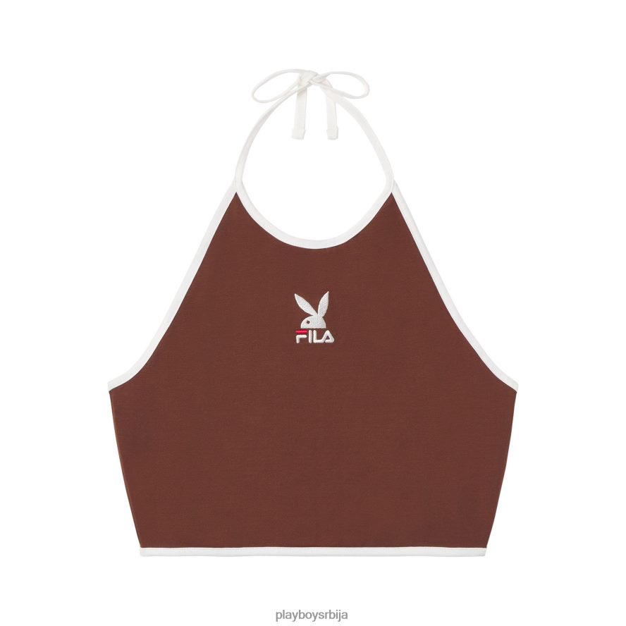 одећу Playboy x FILA сандра халтер топ браон Жене 2F84PF953