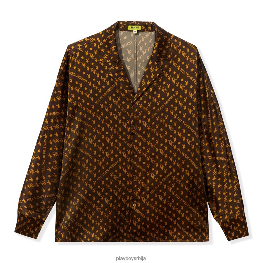 одећу Playboy x Revolve свилена кошуља мини зечића браон Жене 2F84PF1044