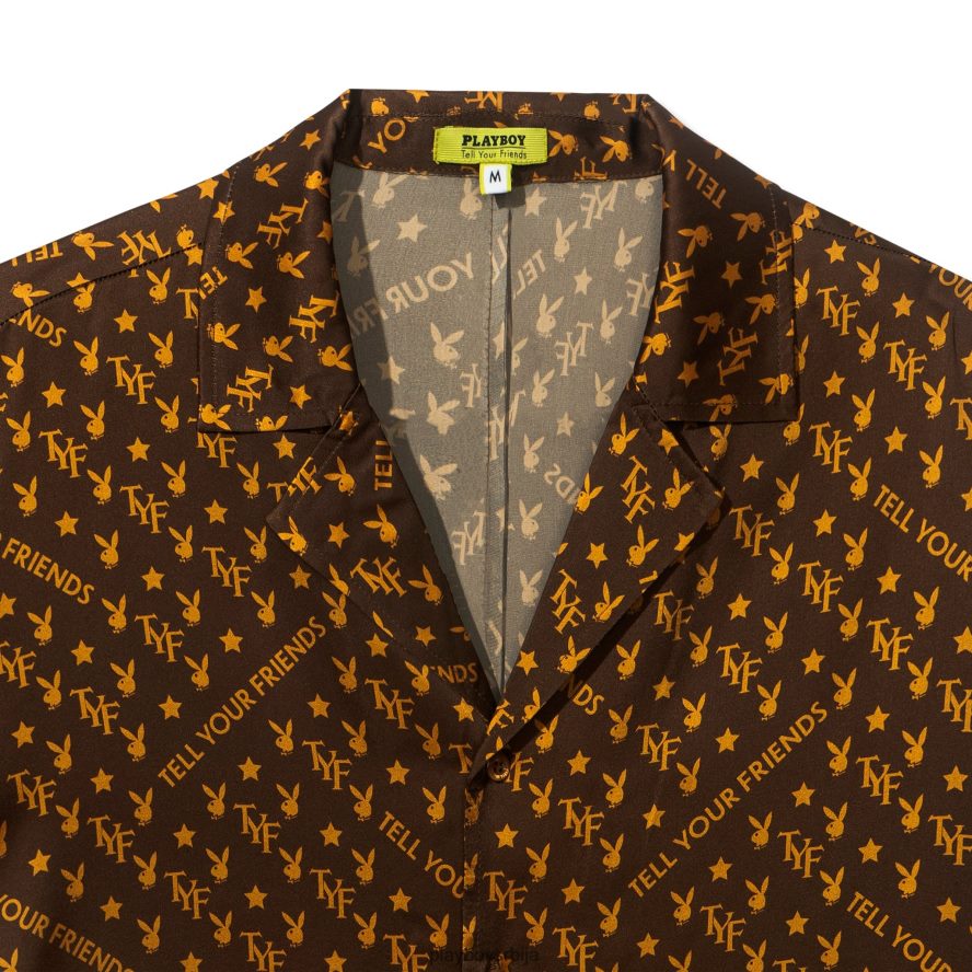 одећу Playboy x Revolve свилена кошуља мини зечића браон Жене 2F84PF1044