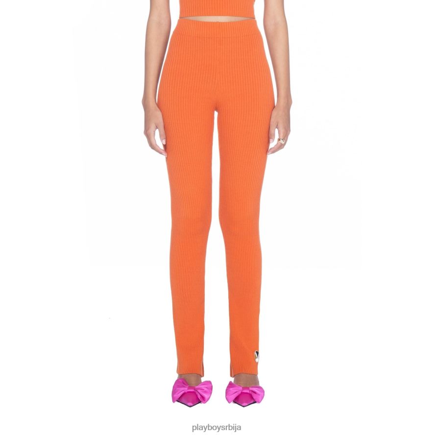 одећу Playboy лепршаве ребрасте хеланке рђа Жене 2F84PF656