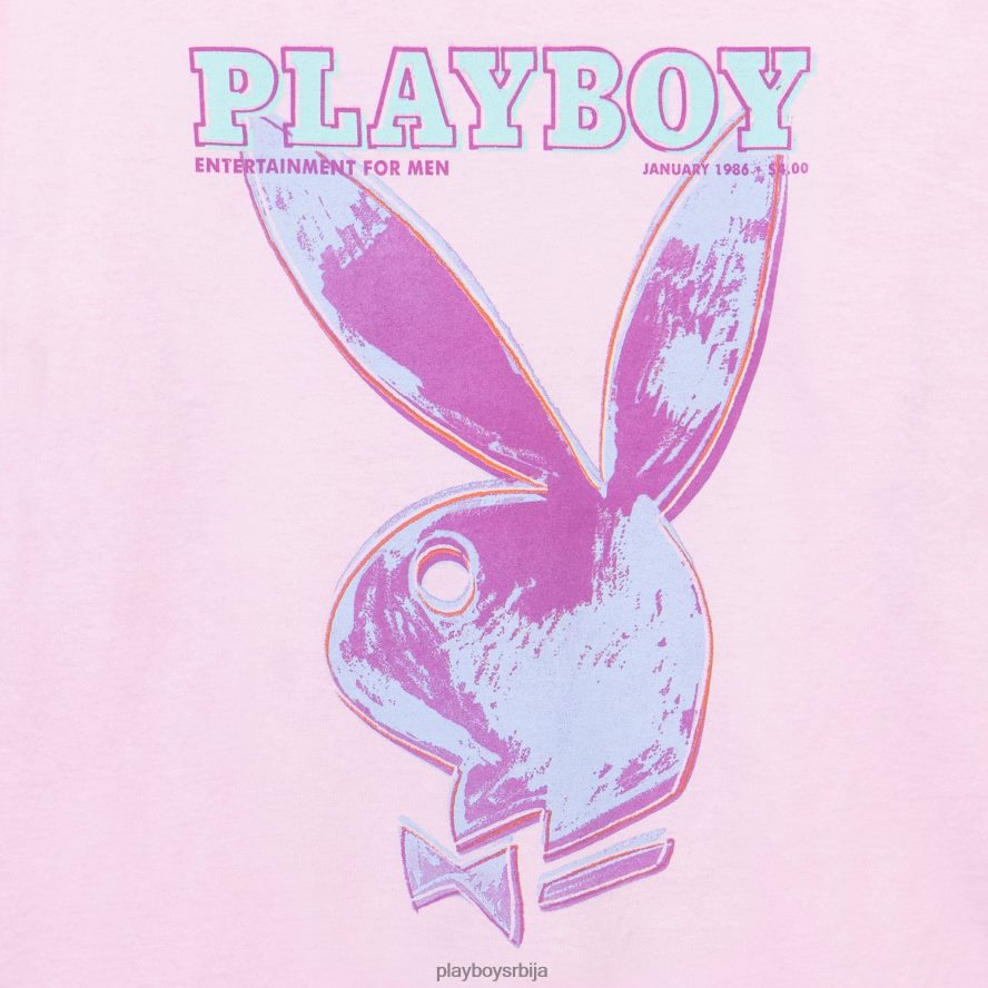 одећу Playboy јануар 1986 Анди Вархол мајица дугих рукава са покривачем розе мушкарци 2F84PF164