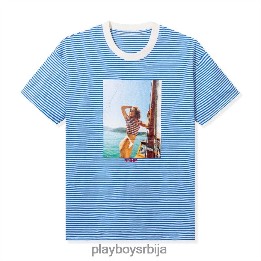 одећу Playboy пругаста вип клуб мајица Плави мушкарци 2F84PF264