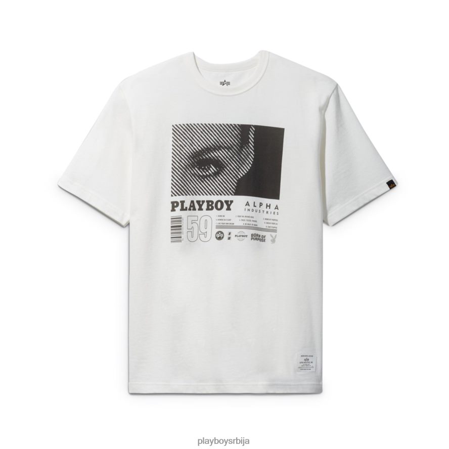 одећу Playboy x Alpha Industries мајица светске турнеје бео мушкарци 2F84PF173
