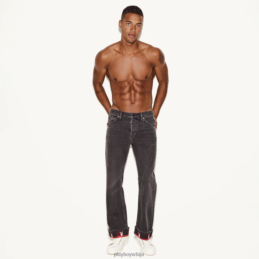одећу Playboy праве ногавице јеанс винтаге прање црн мушкарци 2F84PF548